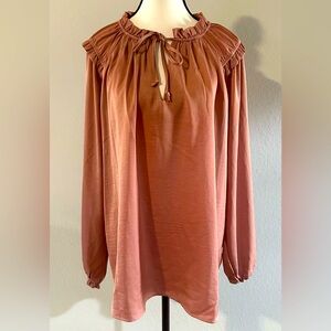 Brand New Mauve Long Sleeve Silky Top!!!